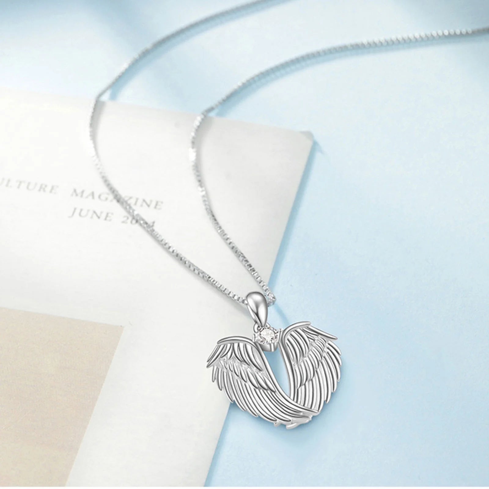 Jewelry on Clearance!Angel Wings Necklace 925 Sterling Silver Guardian Angel Wings Pendant Necklace Birthstone Necklace for Women Girls Christmas Jewelry Gifts